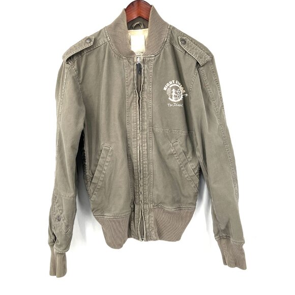 Diesel jacket night flyers aviator bomber flak jacket army green canvas boho M - Picture 2 of 12